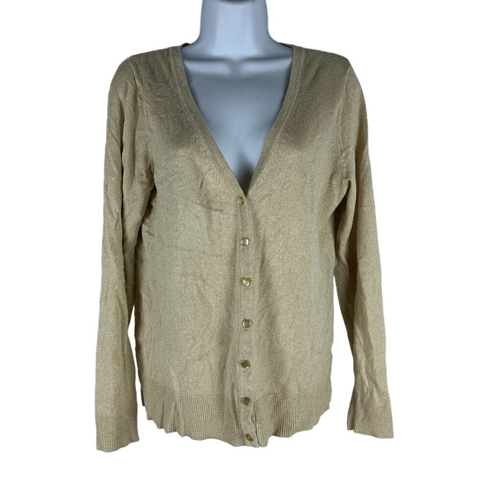 212 Collection Womens Gold Button-Front Cardigan Sweater Size M